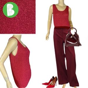 VINTAGE 1990'S CHRISTINE PHILLIPE PINK METALLIC SLEEVELESS SWEATER (M)